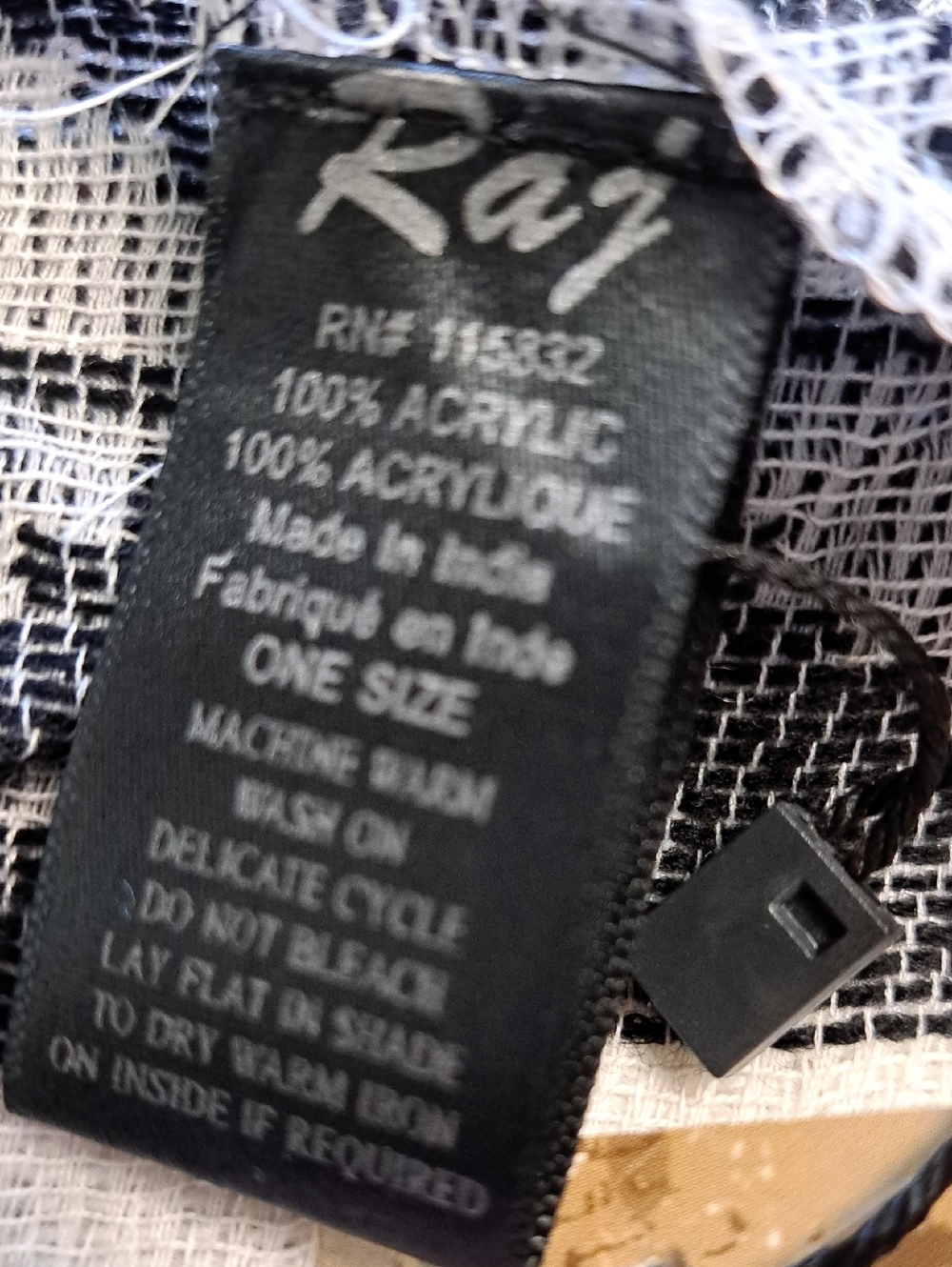 Raj Open-Weave Layering Shawl in Black, Cream & Red - Picture 8 of 8